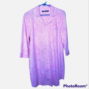 Ralph Lauren Women's Nightshirt Pink & White Paisley Size XL